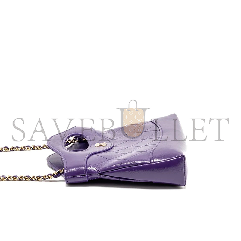 CHANEL MINI 31 CLUTCH WITH CHAIN SHINY CALFSKIN PURPLE LGHW AP3656 (20.5*17*3.5cm)